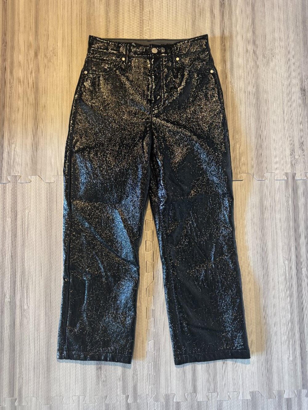Express Women's Super High Waisted Faux Patent Leather Modern Straight Pant